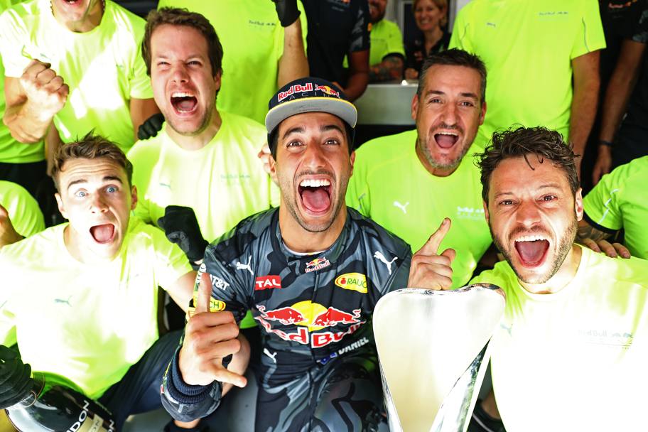 Ricciardo festeggia in Red Bull. Getty